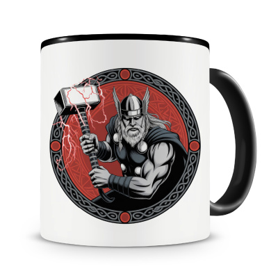 Tasse mit dem Motiv Thor mit Hammer Mj�lnir Rot
