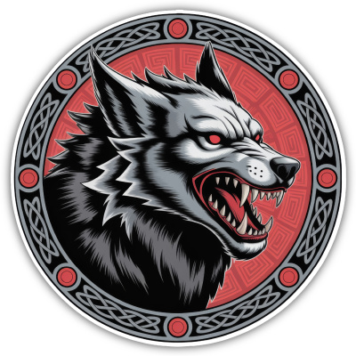 Fenrir der Wolf Rot Aufkleber