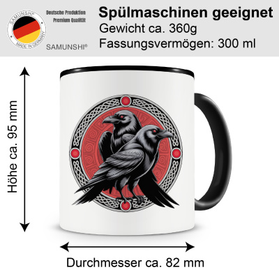Tasse mit dem Motiv Huginn und Muninn Rot - Ansicht 2