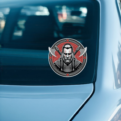 Wikinger mit �xten Rot Aufkleber - Ansicht 3