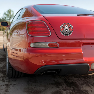 Wikinger mit �xten Rot Aufkleber - Ansicht 4