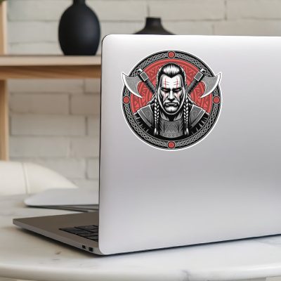 Wikinger mit �xten Rot Aufkleber - Ansicht 5