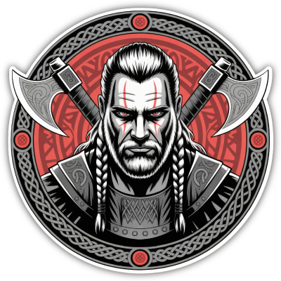 Wikinger mit xten Rot Aufkleber