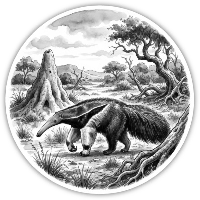 Ameisenb�r in der Wildnis Aufkleber Bunt