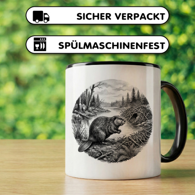 Tasse mit dem Motiv Biber in der Wildnis - Ansicht 4