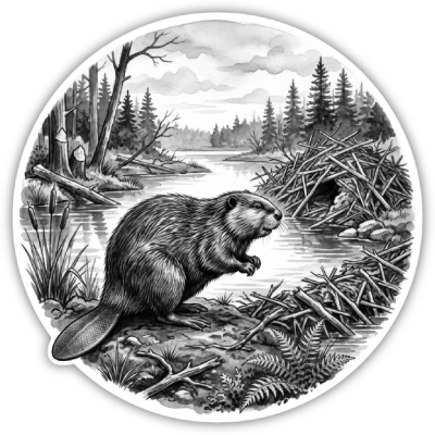 Biber in der Wildnis Aufkleber Bunt