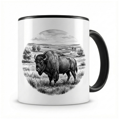 Tasse mit dem Motiv Bison in der Wildnis