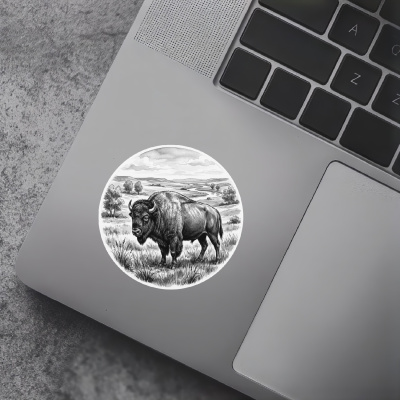Bison in der Wildnis Aufkleber Bunt - Ansicht 7