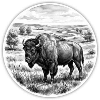 Bison in der Wildnis Aufkleber Bunt