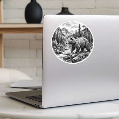 B�r in der Wildnis Aufkleber Bunt - Ansicht 5