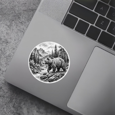 B�r in der Wildnis Aufkleber Bunt - Ansicht 7