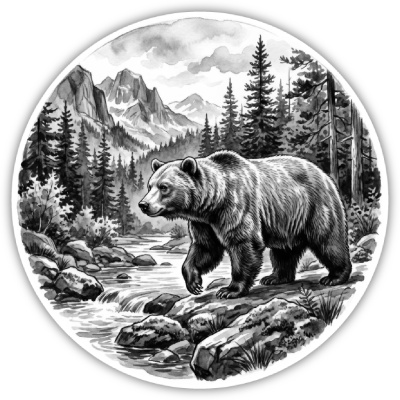 Wandtattoo  B�r in der Wildnis 