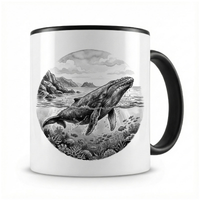 Tasse mit dem Motiv Buckelwal in der Wildnis