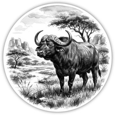 Wandtattoo  B�ffel in der Wildnis 