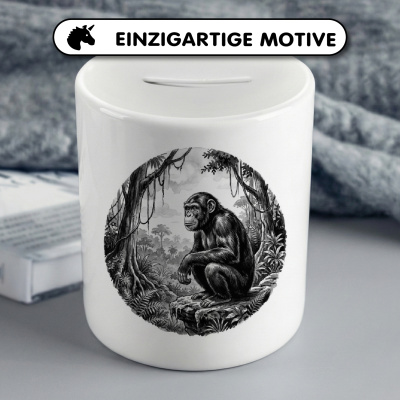 Spardose mit dem Motiv Schimpanse Affe in der Wildnis - Ansicht 3