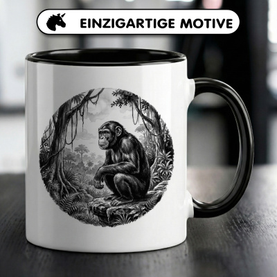 Tasse mit dem Motiv Schimpanse Affe in der Wildnis - Ansicht 3