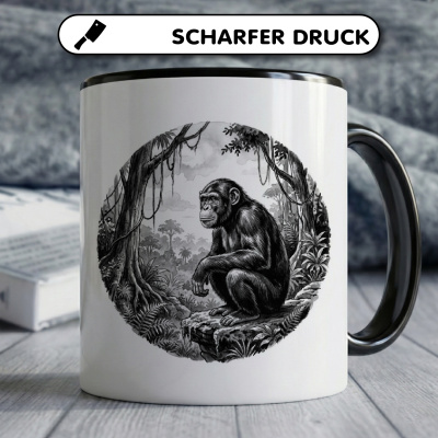 Tasse mit dem Motiv Schimpanse Affe in der Wildnis - Ansicht 5