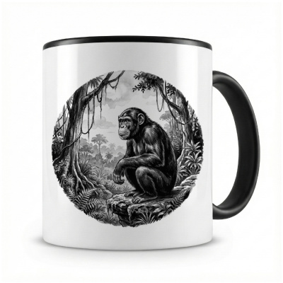 Tasse mit dem Motiv Schimpanse Affe in der Wildnis