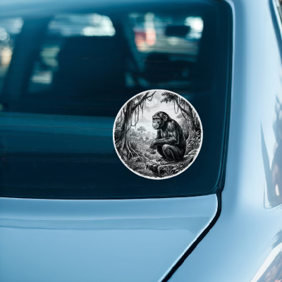 Schimpanse Affe in der Wildnis Aufkleber Bunt - Ansicht 3