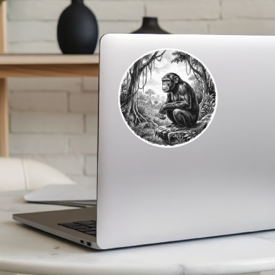 Schimpanse Affe in der Wildnis Aufkleber Bunt - Ansicht 5