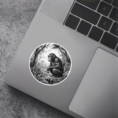 Schimpanse Affe in der Wildnis Aufkleber Bunt - Ansicht 7