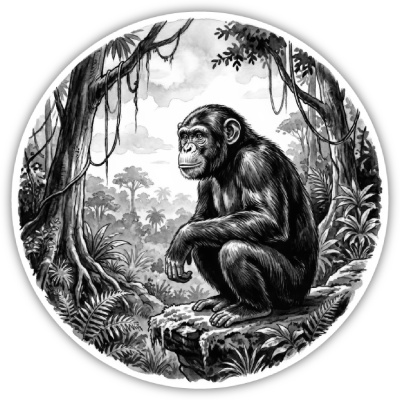 Schimpanse Affe in der Wildnis Aufkleber Bunt