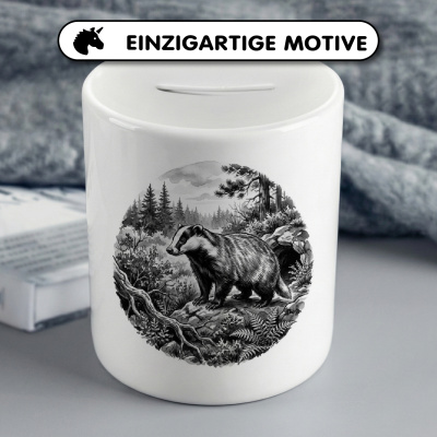 Spardose mit dem Motiv Dachs in der Wildnis - Ansicht 3