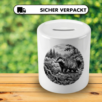 Spardose mit dem Motiv Dachs in der Wildnis - Ansicht 4