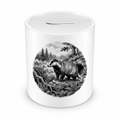 Spardose mit dem Motiv Dachs in der Wildnis