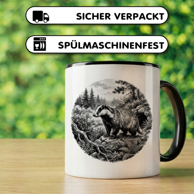 Tasse mit dem Motiv Dachs in der Wildnis - Ansicht 4