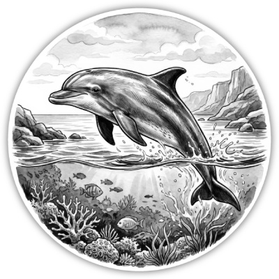 Delfin in der Wildnis Aufkleber Bunt