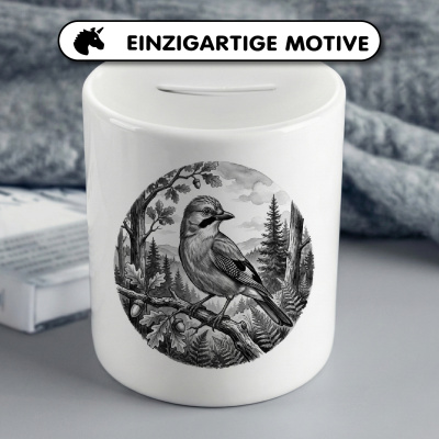 Spardose mit dem Motiv Eichelh�her in der Wildnis - Ansicht 3