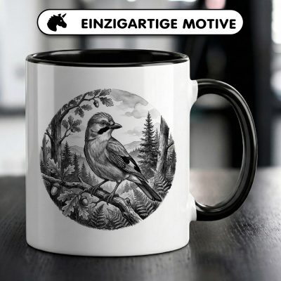 Tasse mit dem Motiv Eichelh�her in der Wildnis - Ansicht 3