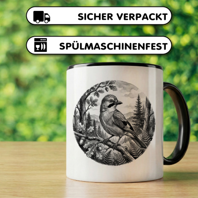 Tasse mit dem Motiv Eichelh�her in der Wildnis - Ansicht 4