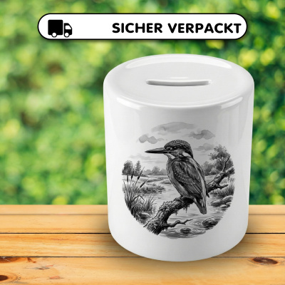 Spardose mit dem Motiv Eisvogel in der Wildnis - Ansicht 4