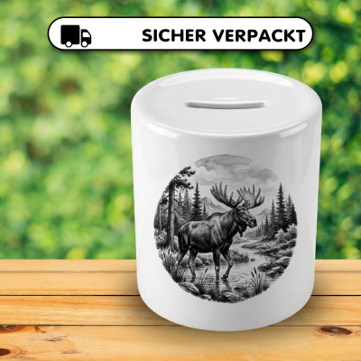 Spardose mit dem Motiv Elch in der Wildnis - Ansicht 4