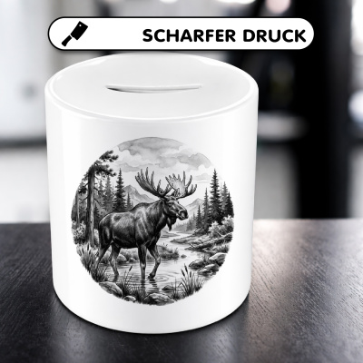 Spardose mit dem Motiv Elch in der Wildnis - Ansicht 5