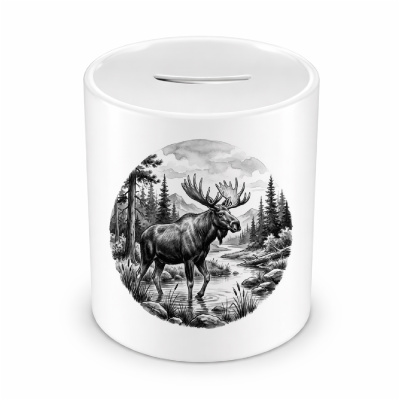 Spardose mit dem Motiv Elch in der Wildnis