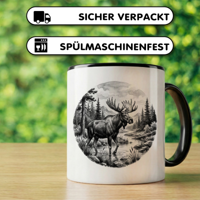 Tasse mit dem Motiv Elch in der Wildnis - Ansicht 4