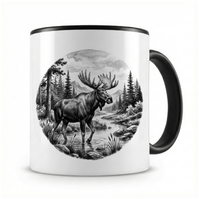 Tasse mit dem Motiv Elch in der Wildnis