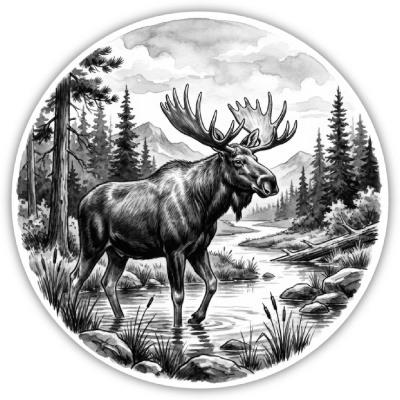 Wandtattoo  Elch in der Wildnis 