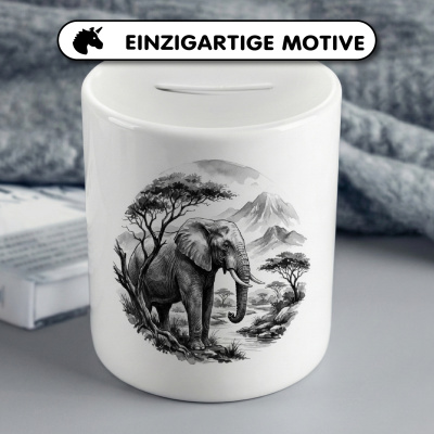 Spardose mit dem Motiv Elefant in der Wildnis - Ansicht 3
