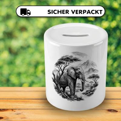 Spardose mit dem Motiv Elefant in der Wildnis - Ansicht 4