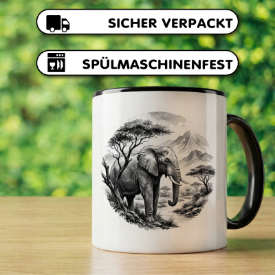 Tasse mit dem Motiv Elefant in der Wildnis - Ansicht 4
