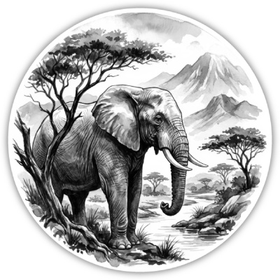 Elefant in der Wildnis Aufkleber Bunt