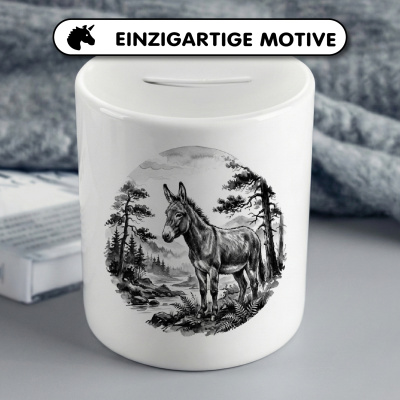 Spardose mit dem Motiv Esel in der Wildnis - Ansicht 3