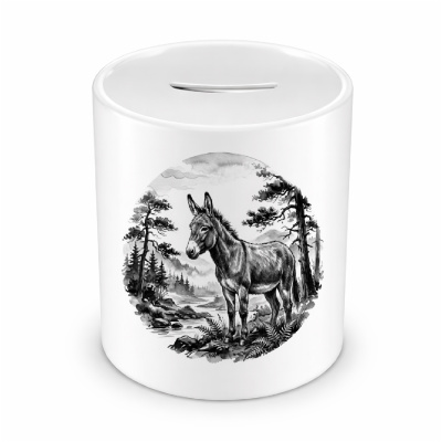 Spardose mit dem Motiv Esel in der Wildnis