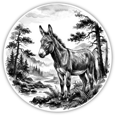 Esel in der Wildnis Aufkleber Bunt