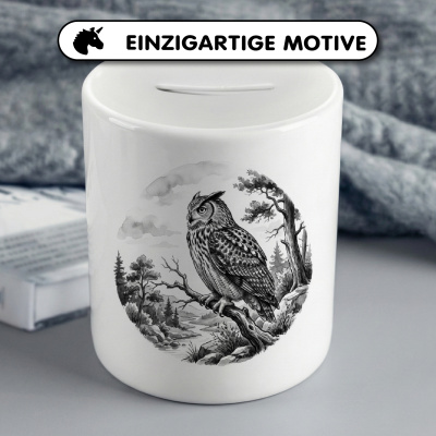 Spardose mit dem Motiv Eule in der Wildnis - Ansicht 3