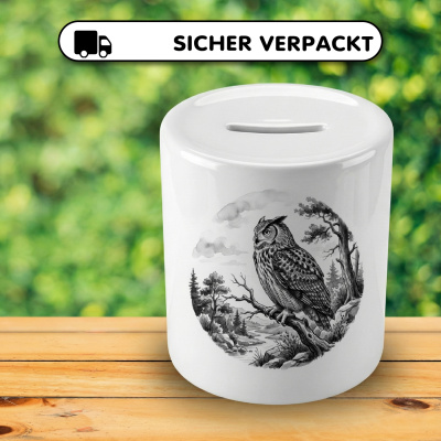 Spardose mit dem Motiv Eule in der Wildnis - Ansicht 4